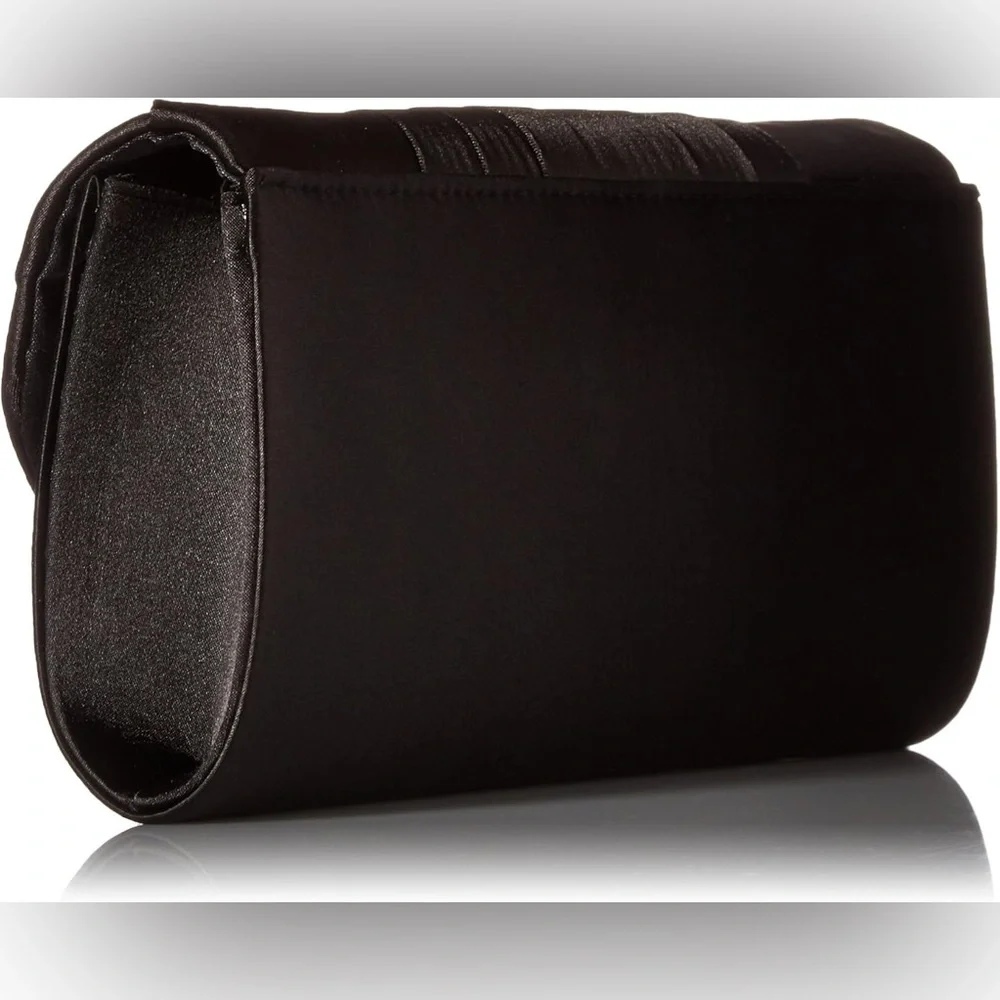 Jessica McClintock Satin Tuxedo Clutch Black Evening Wedding Formal Purse New‎